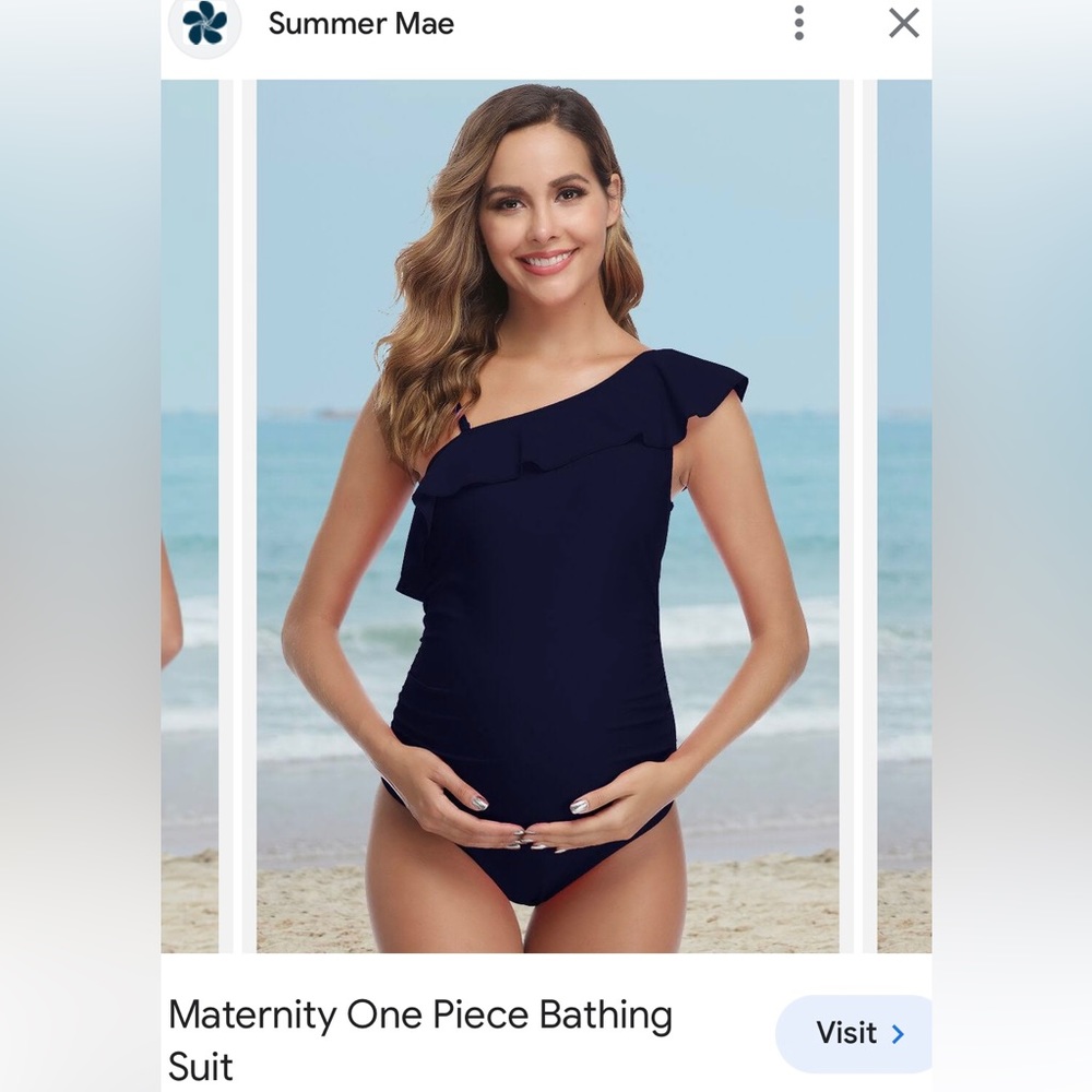 Maternity One  Piece Bathing Suit w Ruffled One Shoulder, size Large